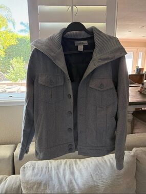 Men's Gray Button-Front Military Field Jacket